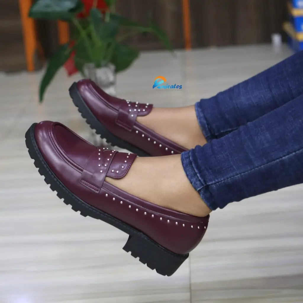 gemini  studded loafers maroon.webp