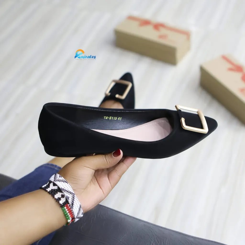 Bridget gold buckle flats