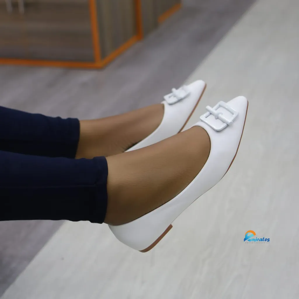Lisa Pointed Toe Ballet Flats (white)